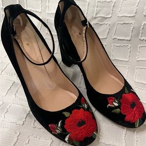 Kate Spade Velvet Embroidered Grove Heels